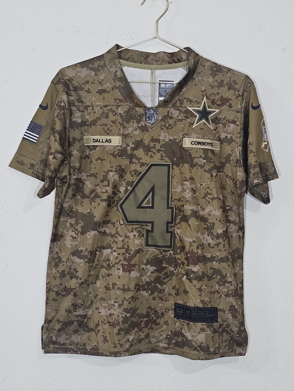 Dallas Cowboys Dak Prescott Jersey #4 Nike Salute To Service Mens L Digital Camo